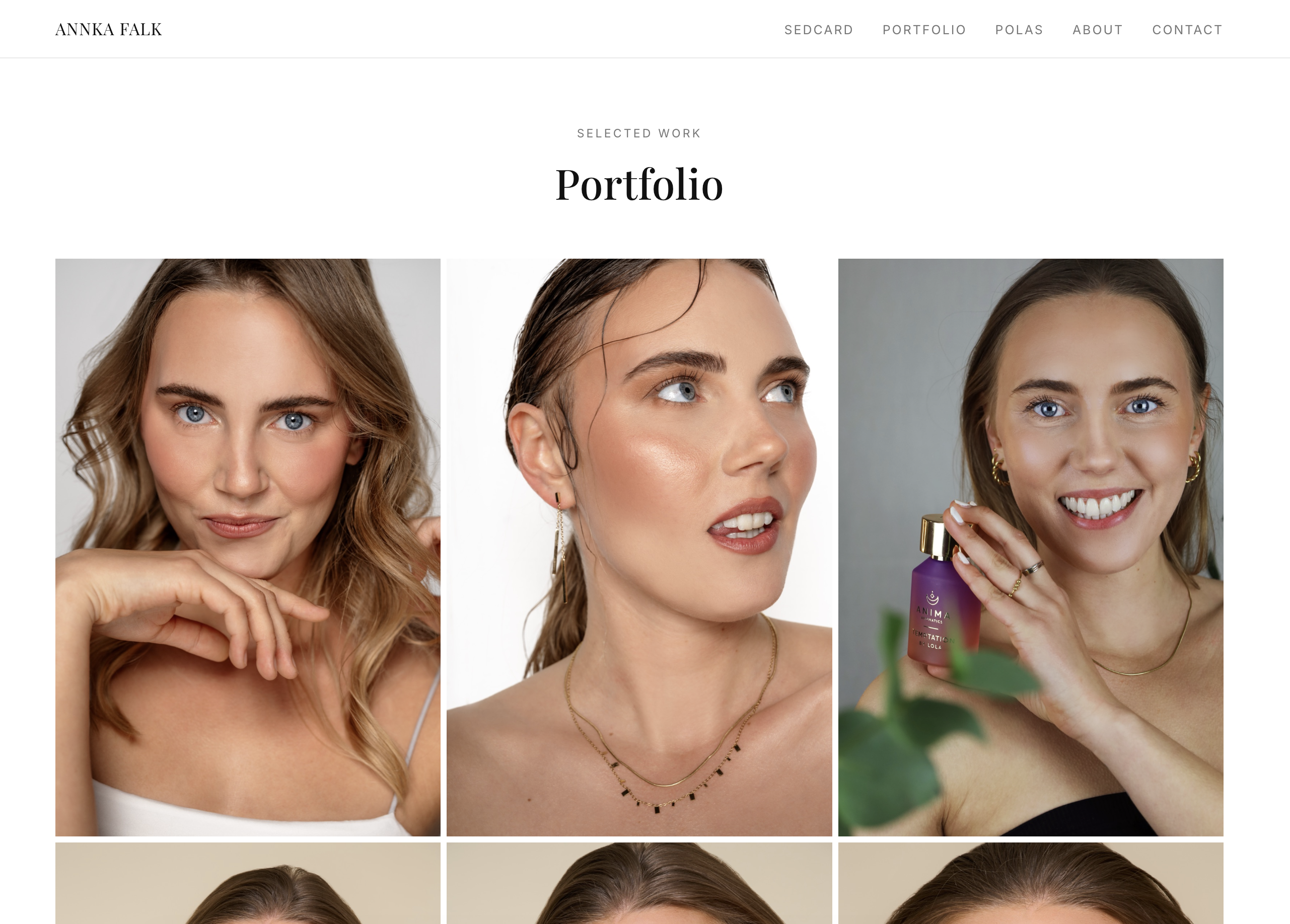 Screenshot der Model-Portfolio Website von Annka Falk